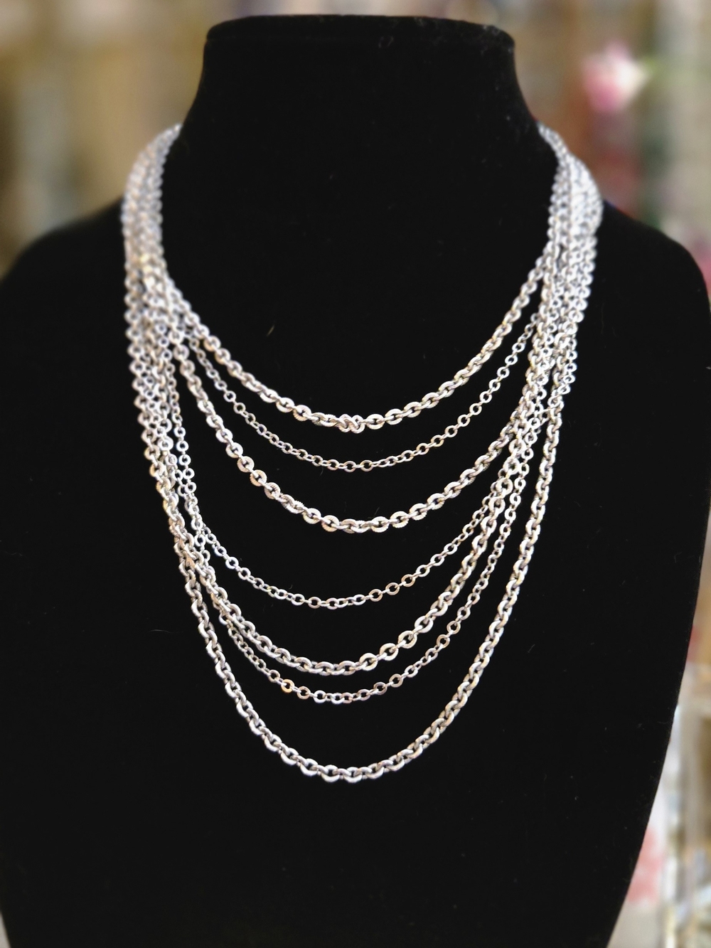1960's AVON Multi-Layer Silver Chain Necklace - Women Jewelry